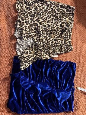 🦋🐆Forever 21 Leopard Print Mini Skirt & Royal Blue Velvet Mini Skirt